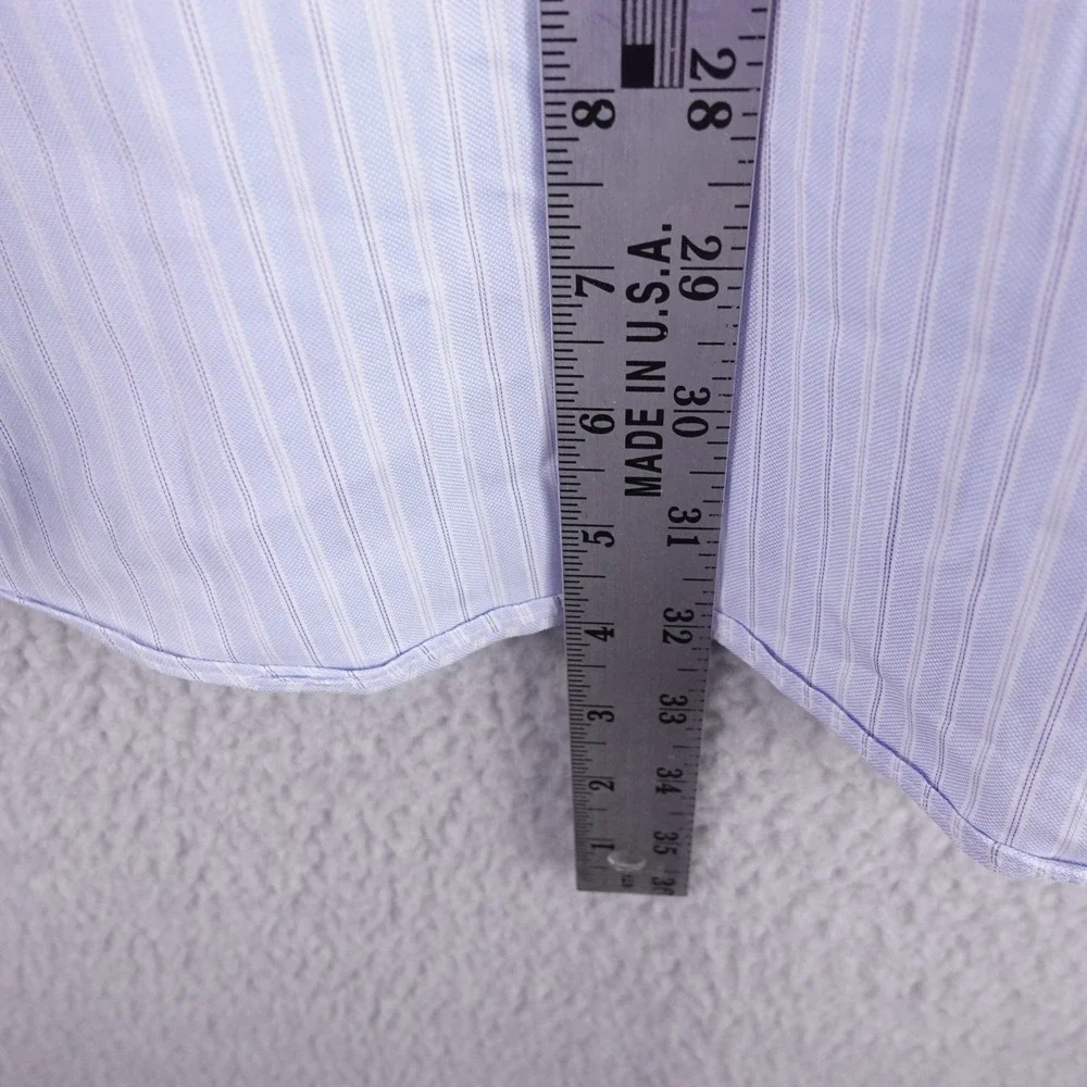 Brooks Brothers Mens 16.5 36 Blue White Striped‎ Cotton Dress Shirt Made in USA